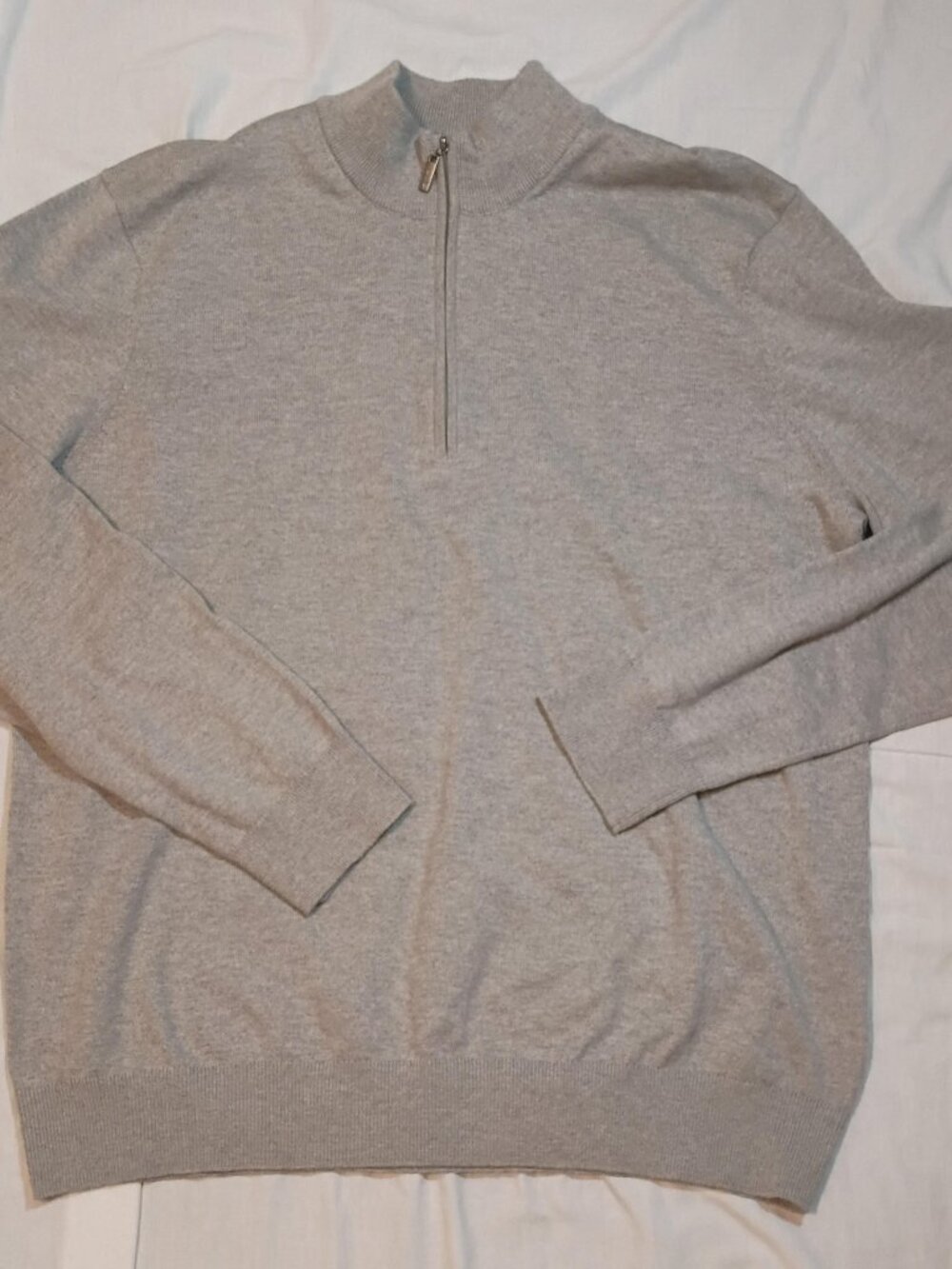Greg Norman Quarter Zip Pullover Men's Large Gray Heather Knit Mock Neck Golf &
